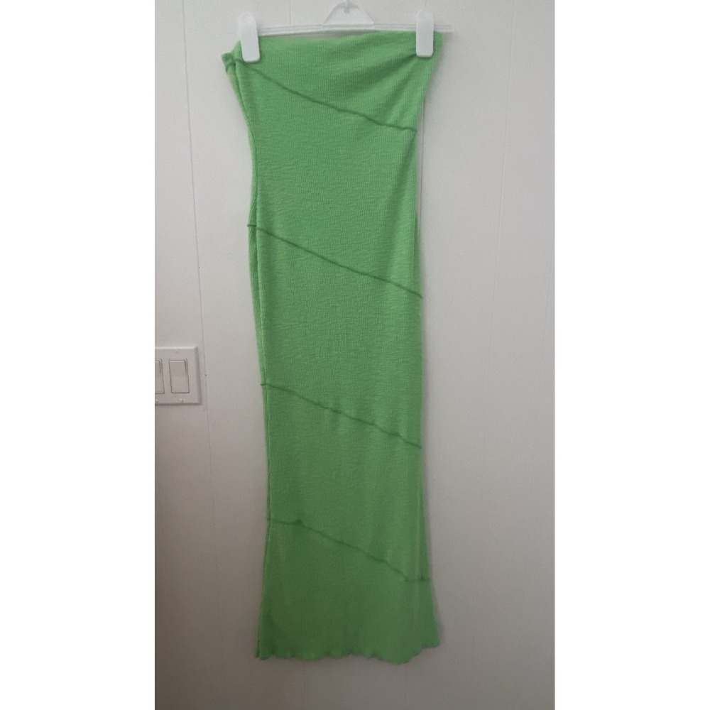 Princess Polly Oscar Midi Dress Green Strapless Exposed Seam Ribbed Size‎ 6